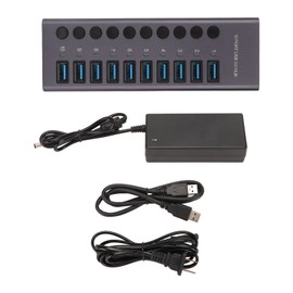 10 Port USB3.0 Hub Splitter Independent Power Supply Charging Data Transfer Powered Usb Hub 100‑240V US Plug