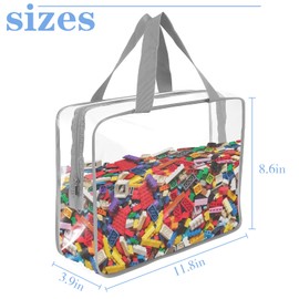 Large Clear Toy Storage Bag With Zip,8 Packs,Reusable Clear Pvc Travel Waterproof Organizer Bags,Nice Board Game Storage,Portable Bag for Board Game,Building Blocks, Puzzle, Kids Books