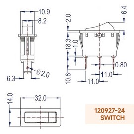 (2-Pack) For120927-24 120V Rocker Switch Lighted Compatible with FMI Desa Electric Fireplace Replacement Parts 28785 29-159-1 Heater Switch Replaces 3-Prong Plug Switch