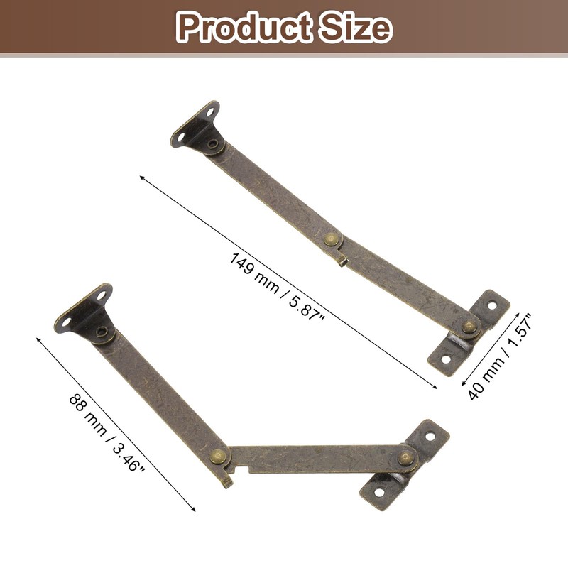 sourcing map 2Pcs 3.4" Folding Lid Support Hinges, Lift Up