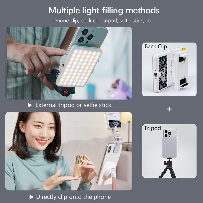 5W Photography Lamp Bi-color LED Light Pocket Vlog Light 2500K-9000K