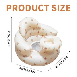 Inflatable Baby Chair – Inflatable Seat for Babies 3-36 Months with Built-in Air Pump, Infant Back Support Sofa, Soft & Safe Blow Up Baby Seat for Sitting Up, Bathing & Feeding(Bear)