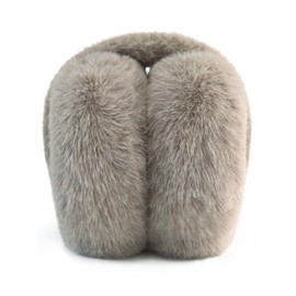 SEYUFN Warm Ear Warmers Women's Foldable Fluffy Plush Earmuffs Winter Outdoor Comfortable Ear Warmers Teenage Girls Stylish Ear Covers (A-khaki)