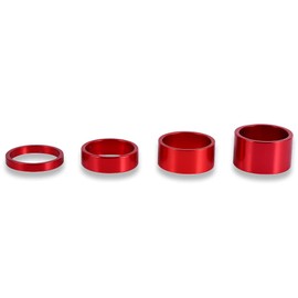 Espaciador de auriculares de bicicleta, espaciadores de auriculares 4 piezas/juego 5 mm/10 mm/15 mm/20 mm Aleación de aluminio Auriculares de bicicleta Espaciadores de vástago Arandela de(rojo)