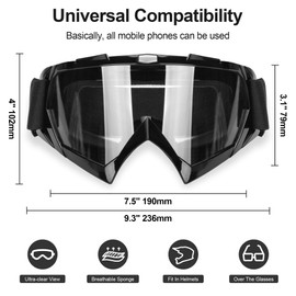 JAGASOL ATV Googles, Dirt Bike Goggles for Men Women, UV 400 Anti-Scratch Fog Dustproof for Adults Youth Kids, Powersports Goggles for MX Riding, Snowboarding, UTV, Ski