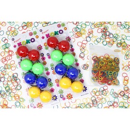 KOKO - Priemum 8 Pcs X-LARGE Bubble ball hair ties. Elastics Ties 32mm Ball Bubble Ponytail Holders. Colorful Elastic Accessories for Baby Kids Children Girls Women All Ages (RED GREEN BLUE YELLOW)