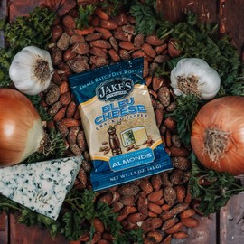 Jake’s Nut Roasters Almond Snack Pack, 1.5 oz, Bleu Cheese, Bloody Mary, Buffalo, and Mesquite Smoked Flavored Almonds (Pack of 12)