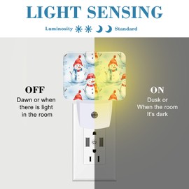 Uiaoiais Christmas Cartoon Cute Snowman Night Light for Kids, Christmas Snowman LED Night Light Plug into Wall with Dusk to Dawn Sensor for Girls Boys Bedroom,Hallway,Kitchen,Bathroom,Stairs Decor