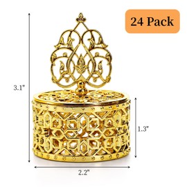 Mezchi 24 Pack Clear Favor Boxes, Mini Candy Container with Gold Lid, Plastic Wedding Party Favors, Tea Party Favors for Chocolate, Candy