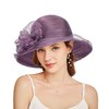 Women Organza Sun-Hats Wide-Brim Church-Hats for Tea Party Bridal Wedding