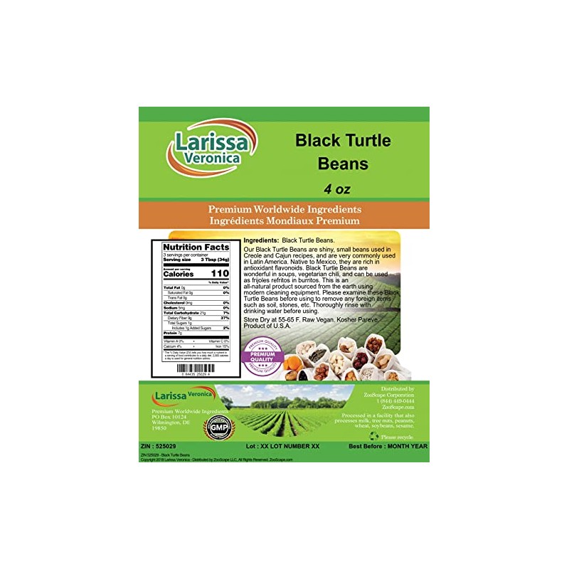 Black Turtle Beans (4 oz, ZIN: 525029) - 3 Pack