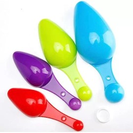 Comfort Axis Kitchen 4 Piece Plastic Double Side Measuring Spoon and Cup Set