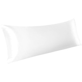 PiccoCasa 1 PC Satin Body Pillowcases for Hair and Skin, Luxury Silky Pillow Cover Luxury Long Satin Pillow Cases with Envelope Closure White 20"x55" (4ft 6in)