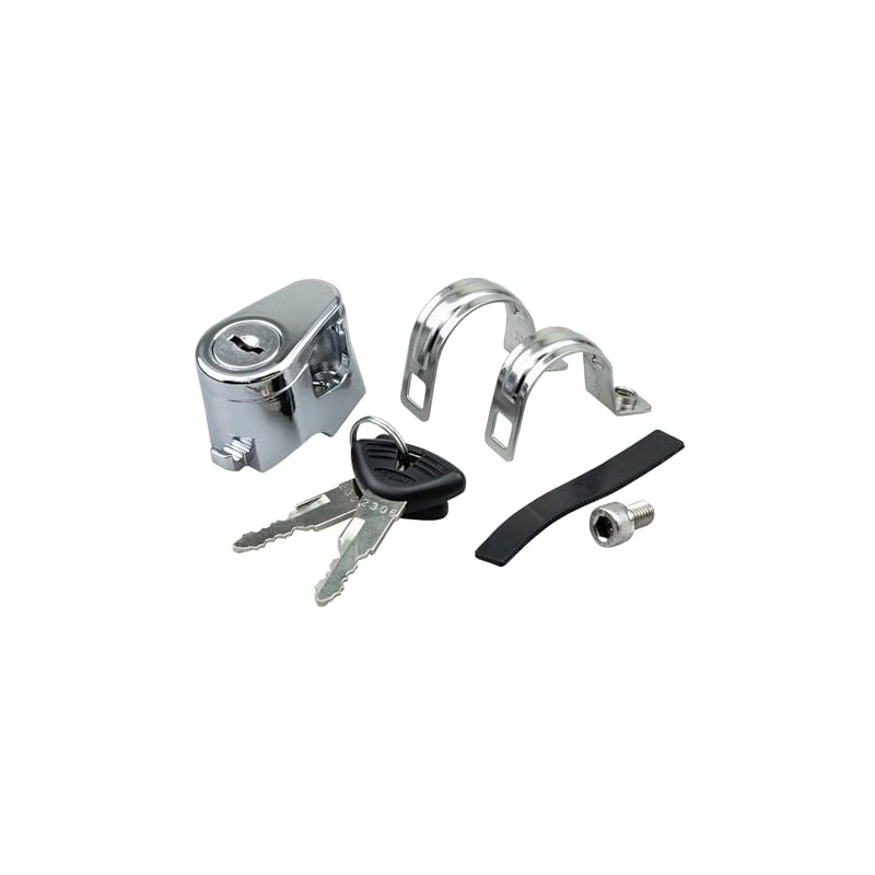 キジマ(Kijima) 汎用 バイクパーツ ヘルメットロック ホルダー ハンドルクランプタイプ スチール製 盗難防止 22.2mm/25.4mm メッキ