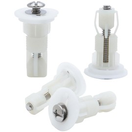 4PCS Toilet Seat Screws Set – Heavy-Duty Top Fix Fittings Kit with Expansion Rubber Bolts & Fixing Plugs for Universal Toilet Seat Installation