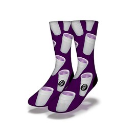 Savvy Sox Purple Lean Drink Unisex Socks - Polyblend Fabric, Ribbed Cushioned Heel - One Size Fits All