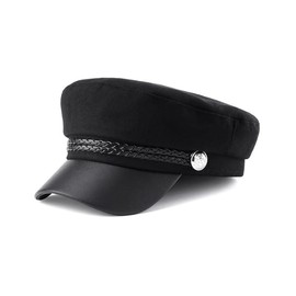 VANTOBEST Fashion Women Hat Fiddler Cap Peaked Cap All Seasons French Cotton Baker's Cap Peaked Cap for All Seasons Black Black 1, black