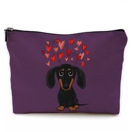 NEGIGA Dachshund Makeup Bag,Dachshund Cosmetic Bag,Dachshund Makeup Travel Toiletry Bag,Dachshund Mom Gifts,Dachshund Lover Gifts,Dachshund Gifts for women,Valentine Gifts, Purple Cosmetic Bag