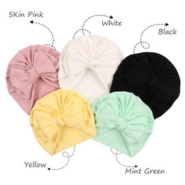 PEECABE 5-Pack Cotton Baby Girl Hat Bow Beanie Cap for Baby Girls 0-24 Months Infant Toddler Hats Spring Summer Autumn (0-24 Months, 5PCS-B)