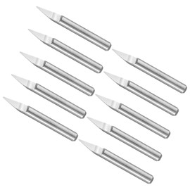 CoCud Engraving CNC Router Bits, 0.4mm (0.016") Tip Width 30 Degree Angle 1/8" Shank Solid Carbide 2-Flute V Groove Carving Bits - (Applications: for Wood Acrylic Plastic), 10-Pieces