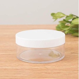 DNHCLL 2PCS 50ML Plastic Empty Clear Make-up Loose Powder Container Case, Soft Sponge Powder Puff Case White Lid and Sifter Foundation Box