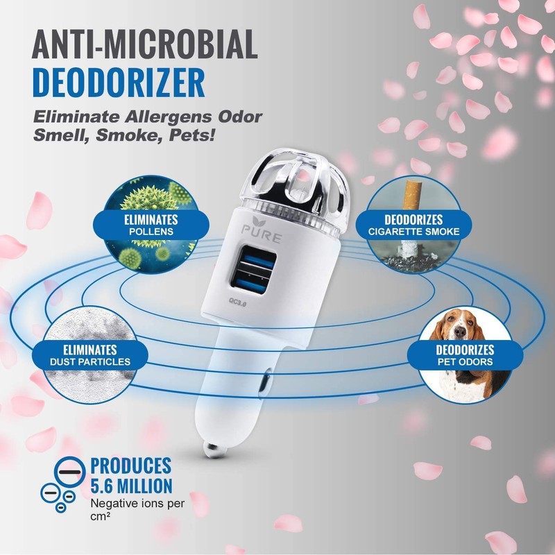 Car Air Purifier 3in1 Premium Stainless Steel HEPA Filter Ionizer