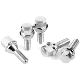 GAsupply 12X1.25 OEM Lug Bolts, Fit for 2015-2022 Jeep Renegade, 2018-2022 Compass, 2014-2022 Cherokee, 28mm Shank One-Piece Factory Style Chrome Wheel Lug Bolt, 19mm Hex Stock Stud, Cone Seat, 5pcs