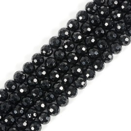 6mm Black Spinel Faceted Gemstone Round Loose Beads Strand 15.5-16" DIY Jewelry Making