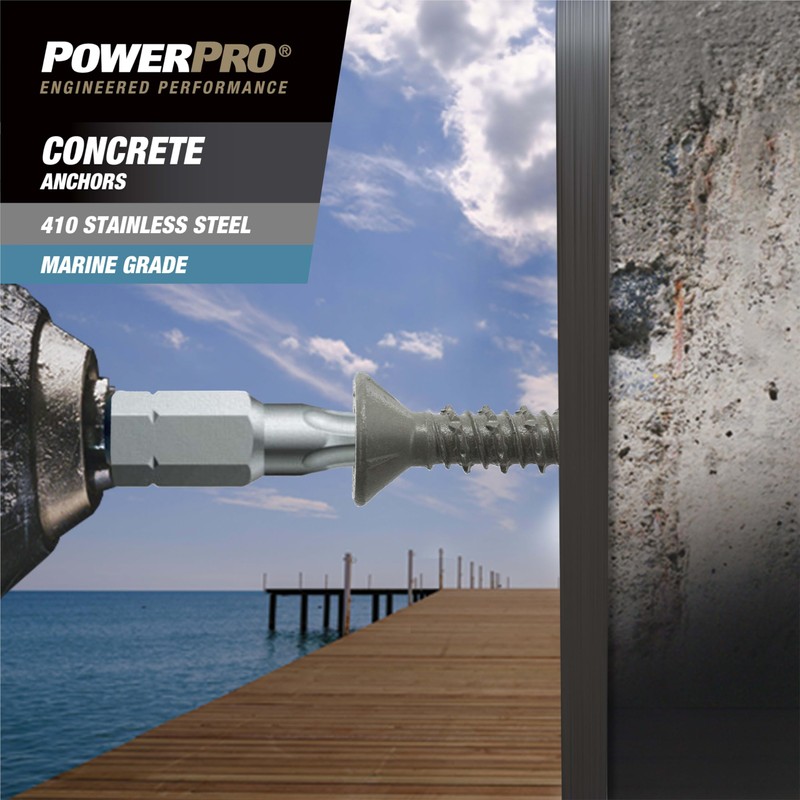 Power Pro 376633 Concrete Screw Anchors, 3/16" x 1-1/4", High-Performance,