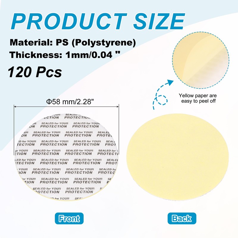 PATIKIL 58mm/2.28" Foam Lid Liner 120pcs Adhesive Round PS Pressure