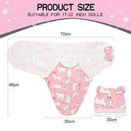 Reborn Baby Doll Clothes Accessories 3Pieces Pink Suit for 17-22 inch Reborn Dolls Newborn Baby Swaddle Hat Diapers