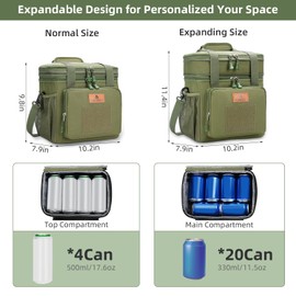 Lunch Bag, Double Layer Insulated Large Cooler Bag for Men Adults Waterproof Leakproof Durable Lunch Bag for Work Picnic Outdoor Army Green HSHRISH