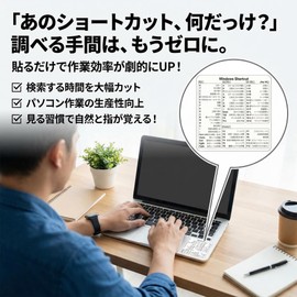 KUMORINO Short Cut Key Seals, Set of 2, Quick Stick Time, Waterproof, Increases Efficiency, Includes Major Commands, Removable, Portable, For Computers, Desks, Convenient Goods (Excel+Windows, Clear)