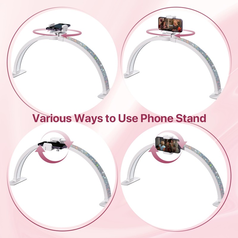 Wolliran Half Moon Light for Nail Desk 29 inch, Foldable