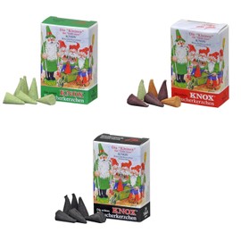 KNOX Mini Incense Cones Size S Set of 3 with Fragrances Frankincense, Fir, Colourful Mix, Total 72 Pieces, Made in Germany