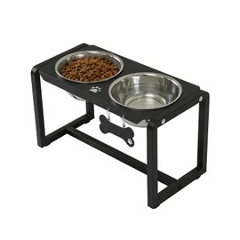 Flodomix Metal Elevated Dog Bowls, Raised Dog Bowls for Medium/Large Sized Dogs with 2 Thick 58oz Stainless Steel Food Bowls, 10'' Tall Dog Bowl Stand Protect Neck & Joints