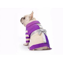 Roseelk Dog Sweater for Medium Dogs - Puppy Gifts Cute Clothes in Cold Weather, Turtleneck Pullover Knitwear Design for Female Male Pet, Doggies, Cat, Kitten Weiner Bulldog Chihuahua(M Purple+Beige)