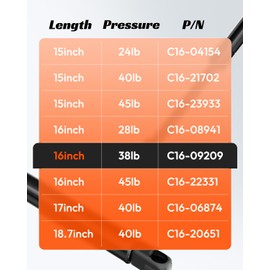 Pamagoo 16 Inch 38 Lbs Shocks A.R.E Truck Cap Struts C1609209 15.7 in 38# Gas Spring Lift Support for Snugtop Camper Shell Window Leer Topper Replacement Parts 2 Pack C16-09209