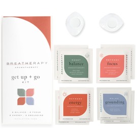 Breatherapy Get Up + Go Kit - Pure Essential Oil Aromatherapy InhalationTabs, 8-Pack (2 Each: Energy, Focus, Balance, Grounding)