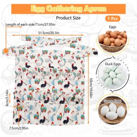 12 Deep Pockets Egg Apron, Chicken Egg Collecting Apron, Egg Holding Apron, Duck Goose Egg Gathering Apron for Housewife (Cartoon Style)