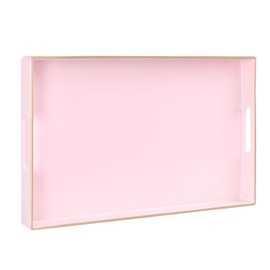MAONAME - Bandeja de Servir Rosa con Asas, Bandeja Decorativa Moderna para Mesa de Centro, Bandeja Rectangular de plástico para otomano, baño, decoración, 15.7 x 10.2 x 1.57 Pulgadas