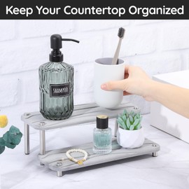 Segbeauty Bathroom Tray Countertop Organizer, 2 Tier of 11 x 4.3in Instant Drying Stone Tray Kitchen Counter Tray, Quick Dry Diatomaceous Tray Water Absorbing Stone Drying Tray for Bathroom Counter