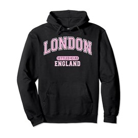 London England Settled 43 AD Vintage Sports Pink Pullover Hoodie