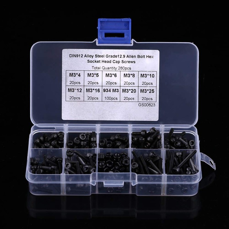 Hex Nuts + Hex Socket Bolts M3 280 Pcs Repair