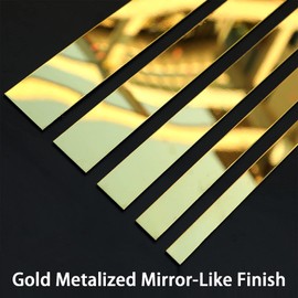 Molding & Wall Trim | Gold Metalized Mirror-Like Finish, Peel and Stick Design, 16.4 ft x 0.4 in [201 Stainless Steel]
