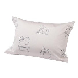 Nishikawa PJ04245618 Snoopy Pillow Case, Compatible with Pillows 24.8 x 16.9 inches (63 x 43 cm), Washable, 100% Smooth Cotton, Smooth Satin Fabric, Inside Cover Type, Made in Japan, Beige, Made in