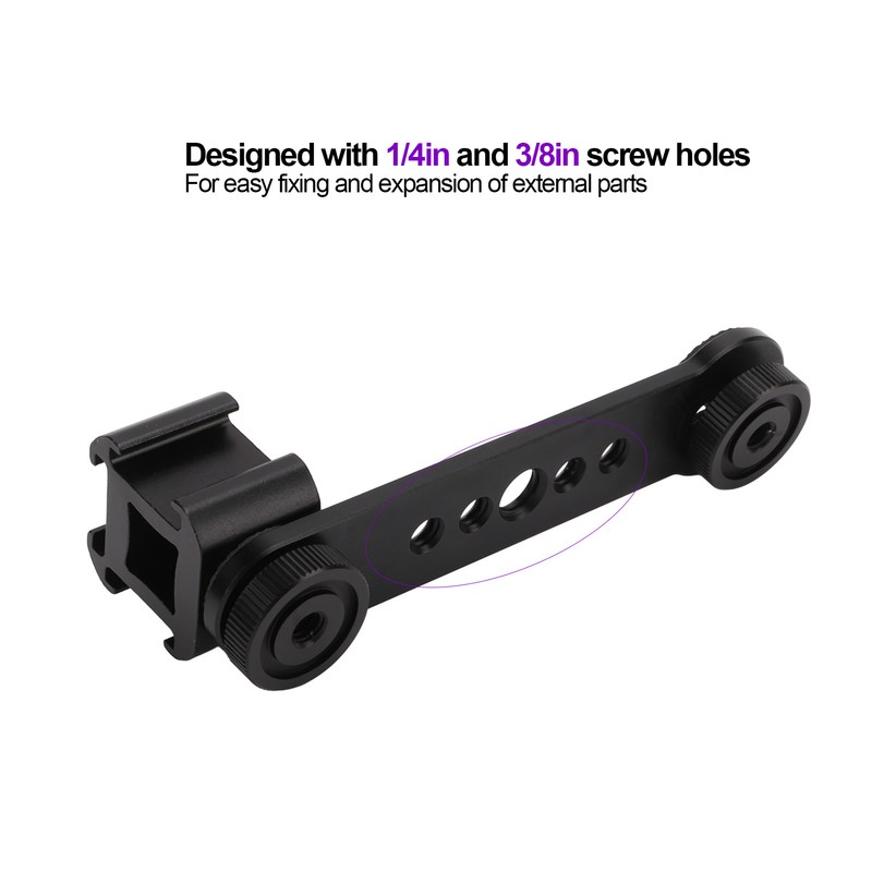 Triple Cold Shoe Extension Bracket Aluminium Alloy Microphone Stand Mount