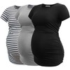 Smallshow Women's Maternity Shirt Side Ruched Tunic Pregnancy Top Clothes