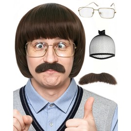 Dark Brown Bowl Cut Wig Short Mushroom Wigs for Men Cocoa Brown Hair