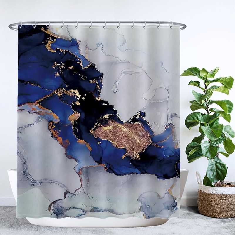 Ulticool Shower Curtain - Marble Gold Abstract Art Marble -